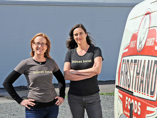 Jennifer Curtis (left) and Tina Prevatte  started Firsthand Foods in 2010 to fill the role between specialty meat producers and buyers, Image by Becky Mills